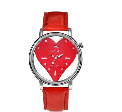 Ladies Heart-Shaped Hollow Watch - Elegant Wristwatch