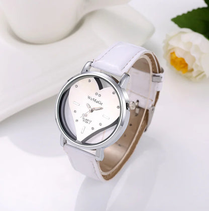 Ladies Heart-Shaped Hollow Watch - Elegant Wristwatch