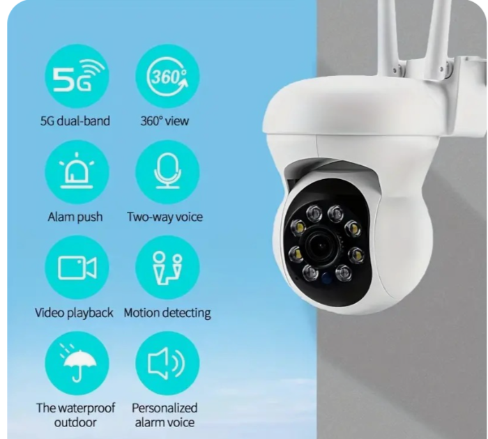 2MP 5G WiFi Outdoor Surveillance Camera with Night Vision