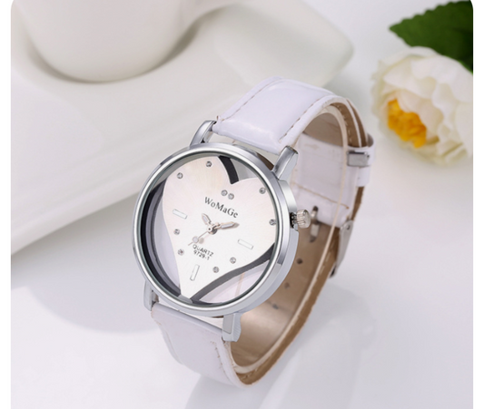 Ladies Heart-Shaped Hollow Watch - Elegant Wristwatch