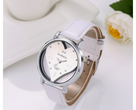 Ladies Heart-Shaped Hollow Watch - Elegant Wristwatch