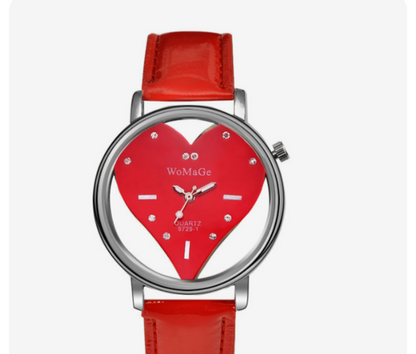 Ladies Heart-Shaped Hollow Watch - Elegant Wristwatch