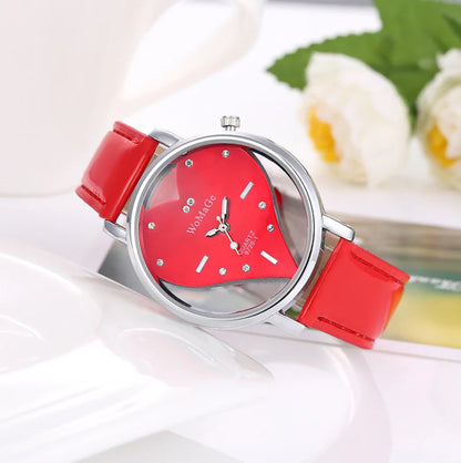 Ladies Heart-Shaped Hollow Watch - Elegant Wristwatch