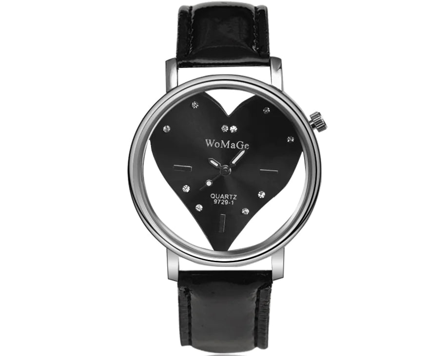 Ladies Heart-Shaped Hollow Watch - Elegant Wristwatch