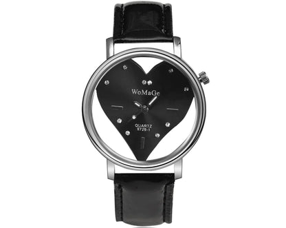 Ladies Heart-Shaped Hollow Watch - Elegant Wristwatch